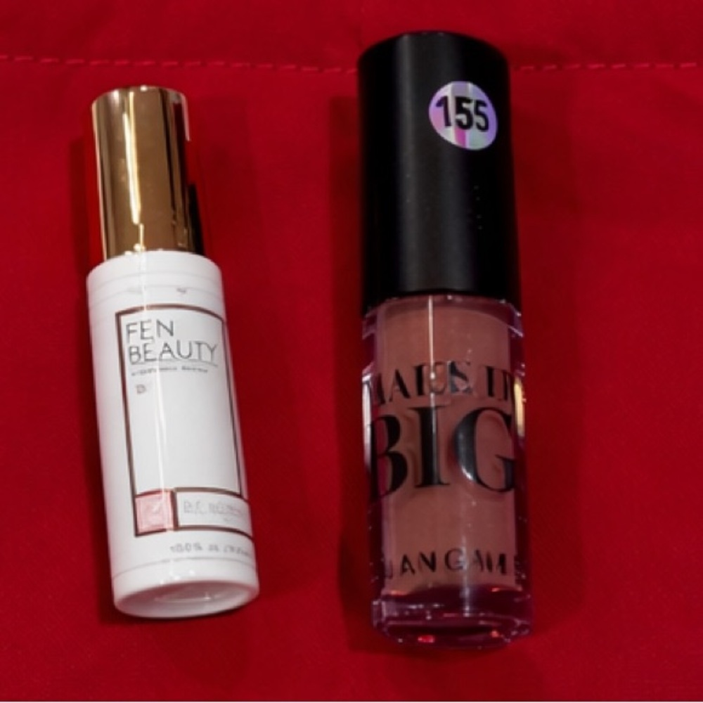 Fenty Beauty Red Makeup Bag + Lip Products Set | Travel Cosmetic Pouch New - Picture 2 of 2